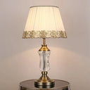 Modern Beige Barrel Night Light Table Lamp With Crystal Urn Stand
