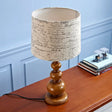 Modern Beige Cylinder Table Lamp With Gourd Base For Study Room