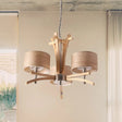 Modern Beige Radial Chandelier With Wood Suspended Shades - 3/6 Lights Pendant Lamp 3 /