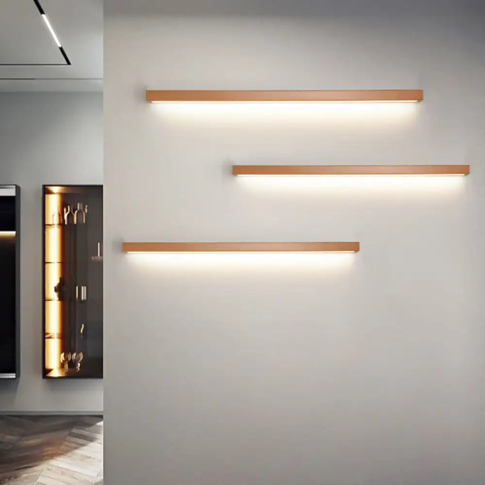 Modern Beige Wooden Led Wall Sconce For Contemporary Living Room Lighting