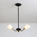 Modern Beveled Glass Chandelier - White & Black Hanging Ceiling Light With Starburst Design | 3/6/8