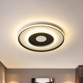 Modern Black Acrylic Circle Ceiling Light Fixture - 18’/23.5’ Wide Flush Mount With