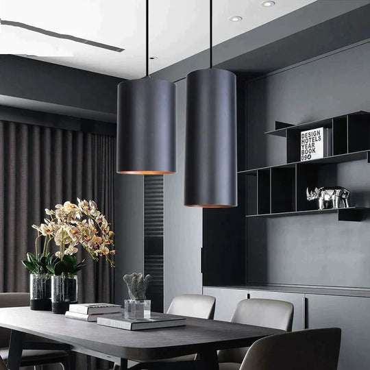 Modern Black Aluminum Pendant Light Led E27 Nordic Industrail Hanging Lamp For Living Room