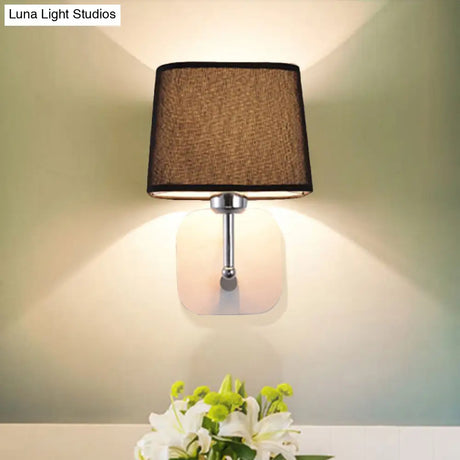 Modern Black And Beige Tapered Wall Sconce With 1 Light Backplate