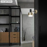 Modern Black And Gold Cylinder Sconce: Metal Wall Lighting Fixture For Living Room