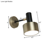 Modern Black And Gold Cylinder Sconce: Metal Wall Lighting Fixture For Living Room