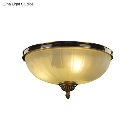 Modern Black And Gold Dome Foyer Ceiling Light With Prismatic Glass - 2 Lights Traditional
