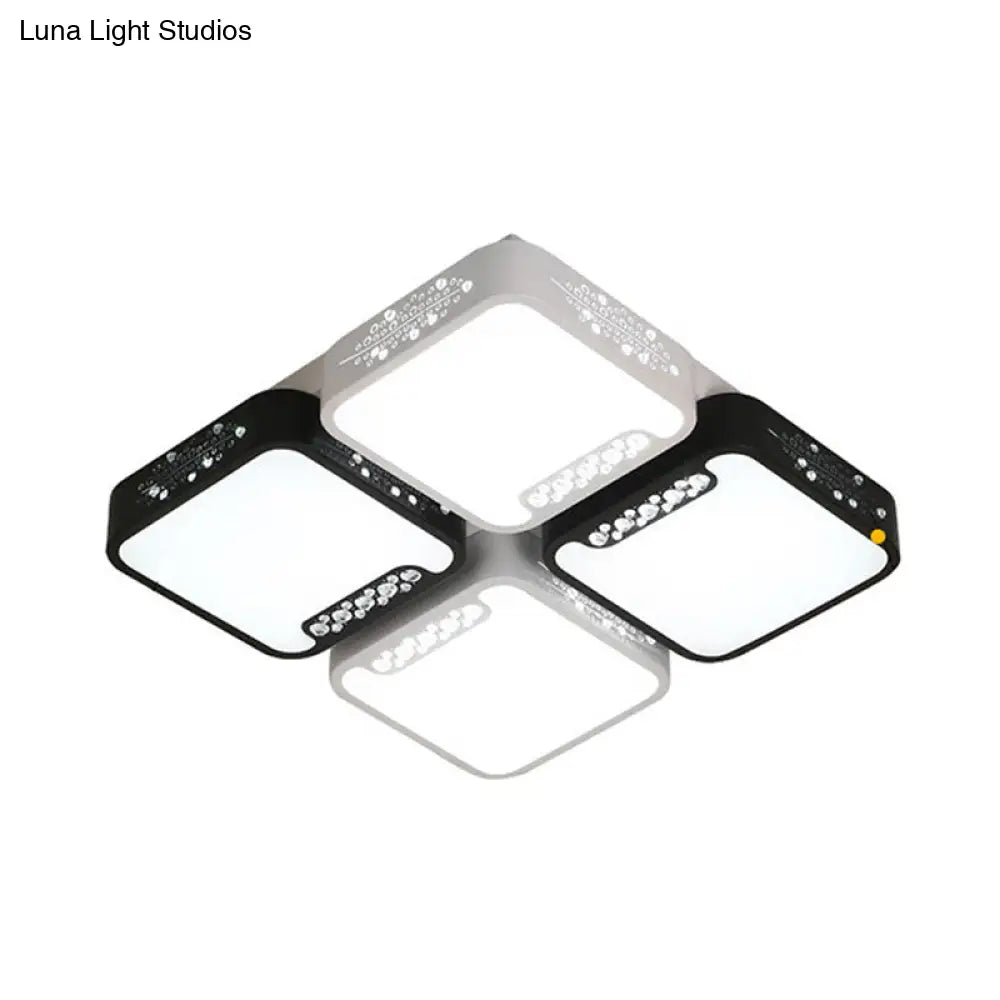 Modern Black And White Ceiling Light Fixture With Acrylic Shade - Choose Warm Or 3 Color 4/6 Lights
