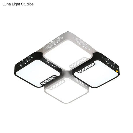 Modern Black And White Ceiling Light Fixture With Acrylic Shade - Choose Warm Or 3 Color 4/6 Lights