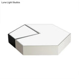 Modern Black And White Hexagon Ceiling Light Acrylic Shade Mount Fixture 11’/15’/19’ Dia -