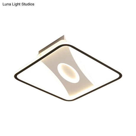 Modern Black And White Led Ceiling Light For Bedroom - Square/Rectangular Acrylic Flush Mount In