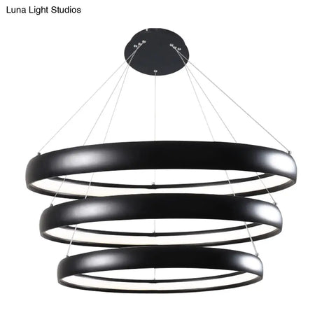 Modern Black Brown Gold Orbit Led Ceiling Light: 1/2/3-Light Acrylic Chandelier In Warm White