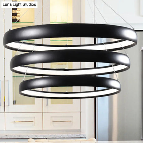 Modern Black Brown Gold Orbit Led Ceiling Light: 1/2/3-Light Acrylic Chandelier In Warm White