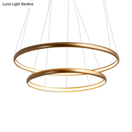 Modern Black Brown Gold Orbit Led Ceiling Light: 1/2/3-Light Acrylic Chandelier In Warm White