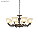 Modern Black Chandelier Lighting Fixture - Bell Frosted Glass 6/8 Bulbs Ideal For Living Room