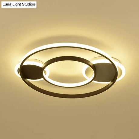 Modern Black Circle Flush Mount Led Ceiling Lamp For Child’s Bedroom