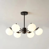 Modern Black/Coffee Ball Hanging Chandelier - Opal Frosted Glass Pendant Ceiling Light For Bedroom