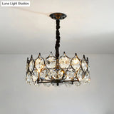 Modern Black Crystal Chandelier Pendant Light For Country Living Room Decor