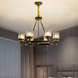 Modern Black Crystal Pendant Lighting Chandelier with Clear Cylinder Shade - 6/8 Heads for Great Rooms 6 / Black