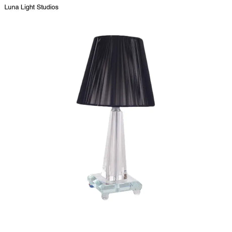Modern Black Desk Lamp With Wide Flare Fabric Shade