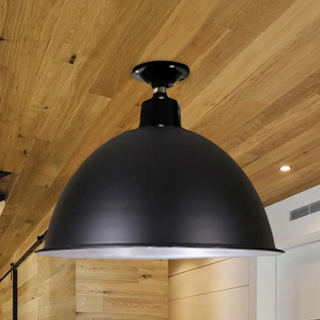 Modern Black Dome Ceiling Light For Dining Room - Loft Style 1 Head 12’/14’ Width / 12’