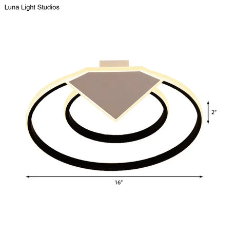 Modern Black Flush Mount Ceiling Light: Double Ring Led Indoor Lighting - Warm/White Light