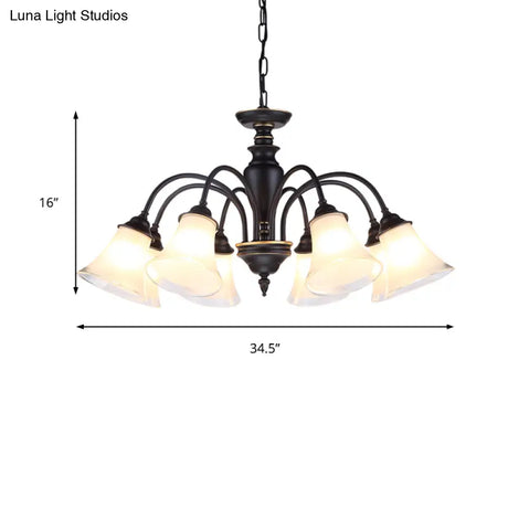 Modern Black Glass Pendant Chandelier With Multiple Light Options For Living Room