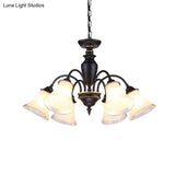 Modern Black Glass Pendant Chandelier With Multiple Light Options For Living Room