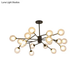 Modern Black/Gold Ball Pendant Chandelier With Clear Glass Shade - 12/15/18 Lights Ceiling Lighting