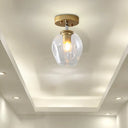 Modern Black/Gold Carafe Semi Flush Light - 1 Clear/Amber/Smoke Gray Glass Shade Gold / Clear
