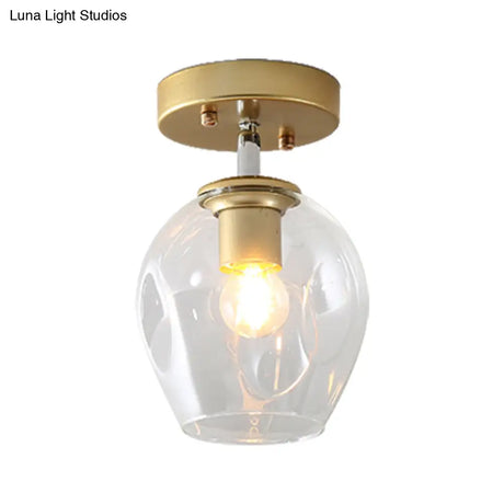 Modern Black/Gold Carafe Semi Flush Light - 1 Clear/Amber/Smoke Gray Glass Shade