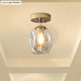 Modern Black/Gold Carafe Semi Flush Light - 1 Clear/Amber/Smoke Gray Glass Shade