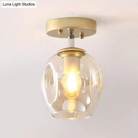 Modern Black/Gold Carafe Semi Flush Light - 1 Clear/Amber/Smoke Gray Glass Shade