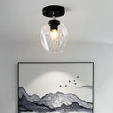 Modern Black/Gold Carafe Semi Flush Light - 1 Clear/Amber/Smoke Gray Glass Shade Black / Clear