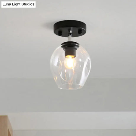Modern Black/Gold Carafe Semi Flush Light - 1 Clear/Amber/Smoke Gray Glass Shade