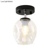 Modern Black/Gold Carafe Semi Flush Light - 1 Clear/Amber/Smoke Gray Glass Shade