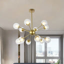 Modern Black/Gold Sputnik Hanging Light Fixture With Glass Shades - 12/18 Heads Ceiling Lamp 12 /
