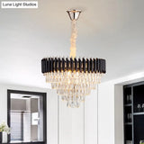Modern Black K9 Crystal Prism Cone Chandelier Pendant - 10/13/33 Lights Living Room Down Lighting