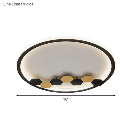 Modern Black Led Ceiling Flush Mount With Leaf/Geometric Design
