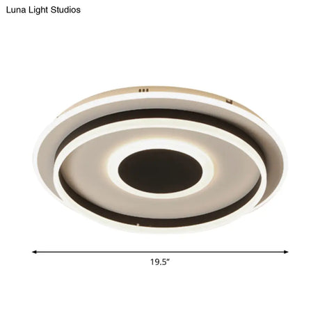 Modern Black Led Flush - Mount Ceiling Lamp With Acrylic Shade - Living Room Light White/3 Color