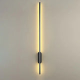 Modern Black Led Wall Sconce For Living Room - Stylish Metallic Fixture / Linear Canopy 31.5