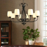 Modern Black Metal Chandelier: Radial Design 3/6/8 Heads Traditional Suspension Pendant Light With