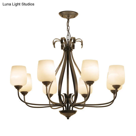 Modern Black Metal Chandelier: Radial Design 3/6/8 Heads Traditional Suspension Pendant Light With
