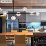 Modern Black Metal Chandelier With Glass Bubble Shade 6-Light Restaurant Hanging Pendant For Stylish