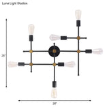 Modern Black Metal Sconce With 7 Bulbs - Contemporary Wall Lamp