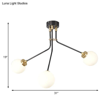 Modern Black Metal Semi Flush Ceiling Lamp - 3/7 Lights Dining Room Lighting Fixture