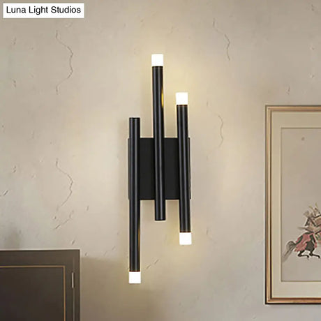 Modern Black Metal Wall Lamp - 2/4 Lights Simple Linear Design For Hallway