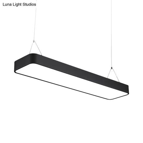 Modern Black Office Led Pendant Light With Acrylic Rectangle Shade Adjustable Lengths - 23.5/47/71 L