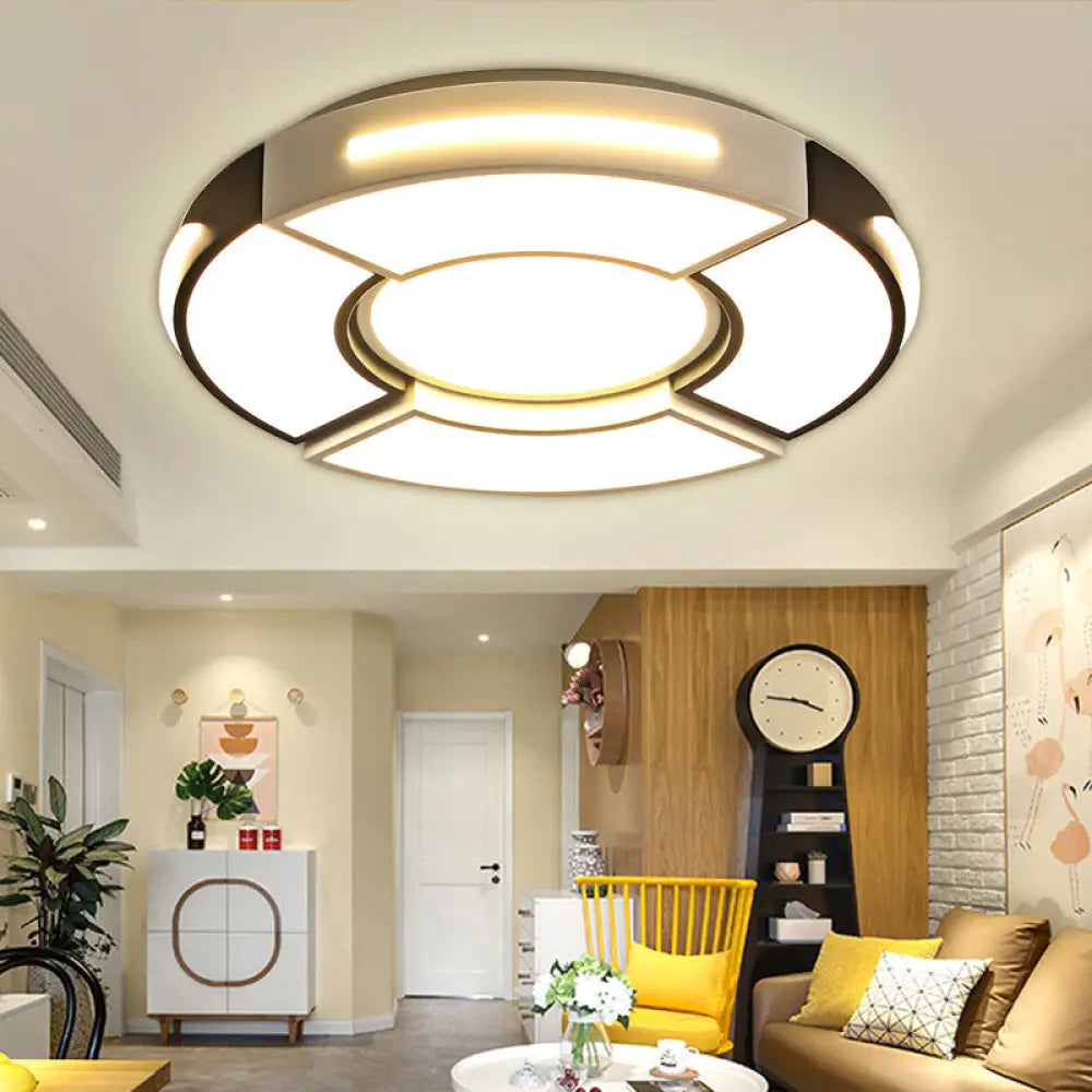 Modern Black Round Acrylic Ceiling Fixture - Unique Design 16’/19.5’/23.5’ Warm/White