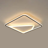 Modern Black Square Flush Mount Light Fixture For Bedroom / 18’ Warm